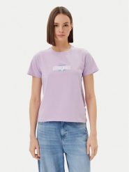 Guess T-Shirt W5GI26 J1314 Fioletowy Regular Fit. Fioletowe t-shirty Guess, l, z aplikacjami, z bawełny, bez kołnierzyka, bez ramiączek. Za 99.99 zł.