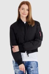 DSQUARED2 Czarna kurtka damska icon bomber. Czarne kurtki Dsquared2, s, bez wzorów, bez kaptura. W wyprzedaży za 2,199.99 zł.