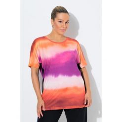 Damskie Bluzka funkcyjna wstawki z siateczki okrągły dekolt rękaw 1/2. Brązowe t-shirty sportowe Ulla Popken, plus size, bez wzorów, z elastanu, bez ramiączek. Za 199.99 zł.