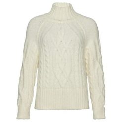 Damski sweter z dzianiny z wysokim dekoltem Superdry. Białe swetry Superdry, xl, bez wzorów, z dzianiny, bez ramiączek. Za 407.65 zł.