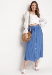 Niebieska Spódnica Maxi z Guzikami i Gumką w Pasie Aurorsa. Niebieskie spódnice Born2be, na co dzień, l, bez wzorów, eleganckie, maxi, dopasowane. W wyprzedaży za 55.24 zł.