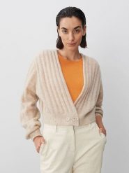 Someday Kardigan w kolorze beżowym rozmiar: 42. Brązowe swetry someday., bez wzorów, prążkowane, bez ramiączek. Za 217.99 zł.