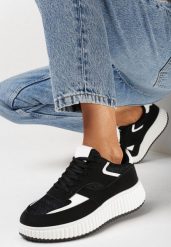 Czarne Sneakersy na Grubej Podeszwie Ozdobione Brokatem Evllina. Czarne buty sportowe lifestyle Born2be, bez wzorów, sportowe, bez zapięcia. W wyprzedaży za 93.49 zł.