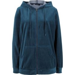 Bluza rozpinana z dzianiny welurowej nicki bonprix ciemnoniebieski. Bluzy marki INOVIK. Za 49.99 zł.