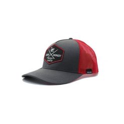 Czapka Trucker - 5 Paneli / Z recyklingu / Jeden rozmiar (Szary/Czerwony). Szare czapki z daszkiem SURF MONKEY, z aplikacjami, z bawełny. Za 159.95 zł.