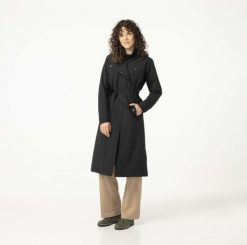 Damska kurtka przeciwdeszczowa Trench Coat długa wodoodporna czarna Poray 5000. Czarne kurtki AGU, s, bez wzorów, z materiału, eleganckie, z kapturem. Za 851.00 zł.