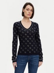 Guess Sweter W5GR07 Z3D60 Granatowy Regular Fit. Niebieskie swetry Guess, xl, z aplikacjami, z wiskozy, bez ramiączek. Za 339.00 zł.