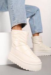 Beżowe Pikowane Śniegowce Vices na Grubej Podeszwie Inoriah. Brązowe śniegowce Born2be, bez wzorów, z futra, bez zapięcia. Za 139.99 zł.