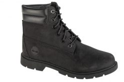 Trapery damskie, Linden Woods WP 6 Inch. Czarne traperki Timberland, bez wzorów, z materiału, sportowe, przed kolano, bez obcasa, bez zapięcia. Za 599.99 zł.