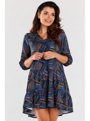 Awama Sukienka w kolorze granatowym ze wzorem rozmiar: S/M. Niebieskie sukienki Awama, m, bez wzorów, bez kołnierzyka, bez ramiączek, mini. Za 187.45 zł.