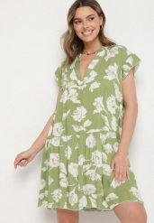 Jasnozielona Bawełniana Sukienka o Kroju Oversize w Kwiaty Liralea. Zielone sukienki Born2be, na co dzień, l, bez wzorów, z bawełny, klasyczne, bez kołnierzyka, bez ramiączek, midi, oversize. W wyprzedaży za 38.24 zł.