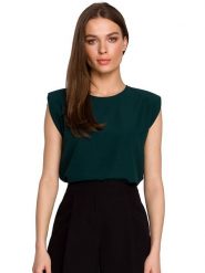 Stylove Bluzka w kolorze ciemnozielonym rozmiar: M. Zielone bluzki Stylove, m, bez wzorów, bez kołnierzyka, bez ramiączek. Za 113.90 zł.
