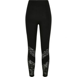 Damskie legginsy z wysoką talią Urban Classics lace inset. Czarne legginsy Urban Classics, bez wzorów, z koronki. Za 160.50 zł.