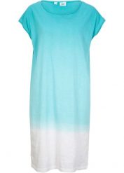 Sukienka shirtowa w cieniowanym kolorze. Fioletowe sukienki bonprix, bez wzorów, z dżerseju, bez kołnierzyka, bez ramiączek. Za 79.99 zł.