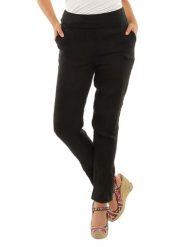 Naturelle en lin Lniane spodnie w kolorze czarnym rozmiar: 34/36. Czarne spodnie materiałowe Naturelle en lin, bez wzorów, z materiału. Za 121.99 zł.