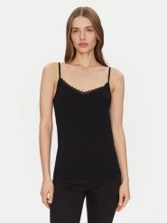 Triumph Top Feel Of Cotton 10224994 Czarny Slim Fit. Czarne topy Triumph, bez wzorów, z bawełny, bez kołnierzyka, bez ramiączek. Za 59.99 zł.