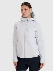 SOFTSHELL DAMSKI 4F KURTKA WIATROODPORNA MEMBRANA 10000 SZARA. Szare kurtki przejściowe sportowe 4f, l, bez wzorów, z softshellu, bez kaptura, do biegania. Za 399.99 zł.