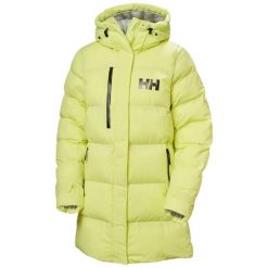 Parka damska z kapturem Helly Hansen Adore. Zielone płaszcze Helly Hansen, bez wzorów, z puchu, eleganckie, z kapturem. Za 1,249.80 zł.