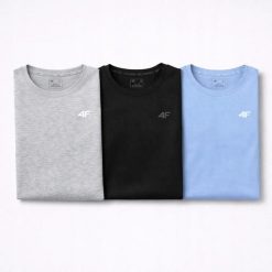 T-SHIRT DAMSKI 4F KOSZULKA SPORTOWA ZESTAW KOMPLET 3 SZTUKI S F3306 SS26. T-shirty sportowe 4f, s, bez wzorów, z bawełny, bez ramiączek, na fitness i siłownię. Za 119.97 zł.