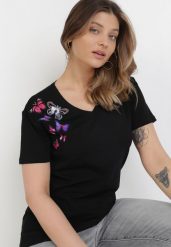Czarny T-shirt Zeuxilis. Czarne t-shirty Born2be, l, bez wzorów, z dzianiny, klasyczne, bez kołnierzyka, bez ramiączek. Za 89.99 zł.