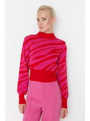 Trendyol Sweter w kolorze różowo-czerwonym rozmiar: M. Czerwone swetry Trendyol, m, bez wzorów, bez ramiączek. Za 66.00 zł.