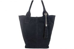 Shopper bag skórzany BARBERINI'S czarny 375/8-1. Czarne shopper bag Barberinis, bez wzorów, ze skóry, biznesowe, zamszowe, bez dodatków. Za 199.99 zł.