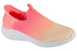 Buty sportowe Sneakersy damskie, Slip-Ins Ultra Flex 3.0 - Beauty Blend. Czerwone buty treningowe Skechers, bez wzorów, z materiału, przed kostkę, bez zapięcia, trekkingowe. Za 299.99 zł.
