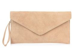 Skórzana kopertówka beżowa N12. Brązowe torebki klasyczne bez wzorów, ze skóry, bez dodatków. Za 84.90 zł.