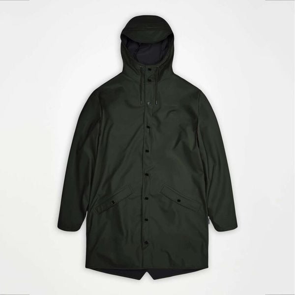 Kurtka RAINS LONG JACKET W3 Szary. Szare kurtki Rains, s, bez wzorów, z syntetyku, bez kaptura. Za 234.99 zł.