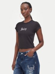 Juicy Couture T-Shirt JCWCT226326 Czarny Slim Fit. Czarne t-shirty Juicy Couture, xs, bez wzorów, bez kołnierzyka, bez ramiączek. Za 169.99 zł.