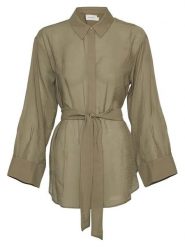 MOSS COPENHAGEN Koszula "Carcella" w kolorze khaki rozmiar: M/L. Brązowe koszule Moss Copenhagen, l, bez wzorów, z tkaniny, bez kołnierzyka, bez ramiączek. Za 114.44 zł.
