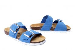 DR. BRINKMANN 700529-05 blau, klapki damskie. Niebieskie klapki Dr. Brinkmann, bez wzorów, ze skóry, bez obcasa, bez zapięcia. Za 239.90 zł.
