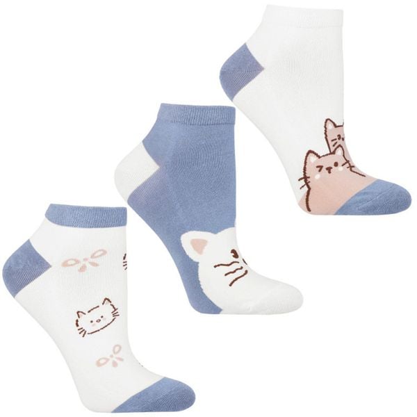 Niebieskie Damskie Skarpetki Kotki Moraj 3 Pary. Niebieskie skarpetki Moraj, bez wzorów. Za 29.99 zł.