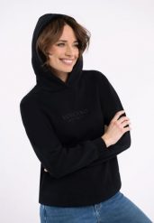 Bluza z kapturem B-SPARKLE. Czarne bluzy Volcano, s, z aplikacjami, z bawełny, klasyczne, bez ramiączek, z kapturem. Za 159.99 zł.