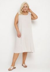 Jasnobeżowa Wiskozowa Sukienka o Pudełkowym Fasonie bez Rękawów Pleria. Brązowe sukienki Born2be, m, bez wzorów, z wiskozy, wizytowe, bez kołnierzyka, plus size, bez ramiączek, midi. W wyprzedaży za 62.99 zł.