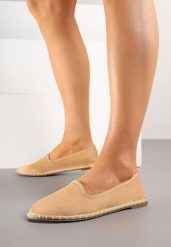 Ciemnobeżowe Espadryle Balerinki z Ozdobnymi Przeszyciami Firavione. Brązowe espadryle Born2be, bez wzorów, klasyczne, bez obcasa. W wyprzedaży za 42.49 zł.