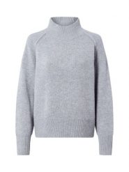 Marie Lund sweter z wełny merynosów Kobiety drobna dzianina szary, XXL. Szare swetry Marie Lund, xxl, bez wzorów, z dzianiny, bez ramiączek. Za 449.95 zł.