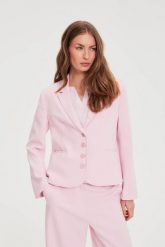 Jednorzędowa marynarka różowa. Czerwone marynarki i żakiety MOODO, l, bez wzorów, z elastanu, bez ramiączek. Za 199.99 zł.