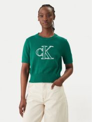 Calvin Klein Jeans Sweter LV047F356G Zielony Regular Fit. Zielone swetry Calvin Klein Jeans, l, bez wzorów, z bawełny, bez ramiączek. Za 409.99 zł.