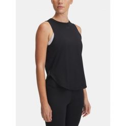 Koszulka Damska Bez Rękawów Under Armour Sportowa Treningowa. Czarne t-shirty sportowe Under Armour, bez wzorów, bez ramiączek, na fitness i siłownię. Za 199.99 zł.