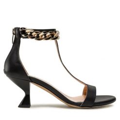 Sandały Badura. Czarne sandały Badura, bez wzorów, bez obcasa, na słupku, bez zapięcia. Za 349.99 zł.