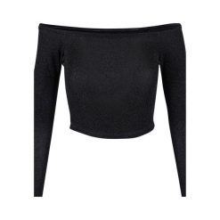 Damska Brokatowa Bluzka Na Ramiączkach Z Długim Rękawem. Czarne bluzki Urban Classics, xl, bez wzorów, sportowe, bez kołnierzyka, bez ramiączek. Za 95.99 zł.