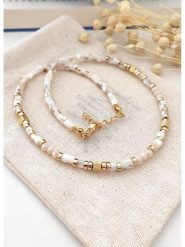 Atelier MIU Pozłacany naszyjnik - dł. 45 cm rozmiar: onesize. Białe naszyjniki atelier MIU, z materiału, pozłacane. Za 110.04 zł.