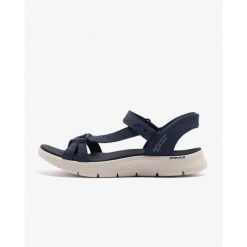 Sandały damskie Skechers Go Walk Flex. Niebieskie sandały Skechers, bez wzorów, bez obcasa, bez zapięcia. Za 316.50 zł.