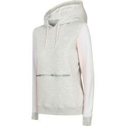 Bluza damska BLD006 - chłodny jasny szary melanż. Szare bluzy 4f, bez wzorów, z bawełny, bez ramiączek, z kapturem. W wyprzedaży za 119.99 zł.