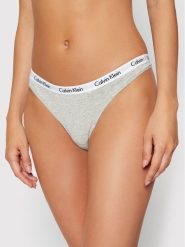 Calvin Klein Underwear Stringi 0000D1617E Szary. Szare stringi Calvin Klein Underwear, bez wzorów, z bawełny. Za 49.99 zł.