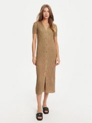 TWINSET Sukienka dzianinowa 251TT3190 Beżowy Slim Fit. Brązowe sukienki Twinset, m, bez wzorów, z dzianiny, bez kołnierzyka, bez ramiączek. Za 1,219.00 zł.