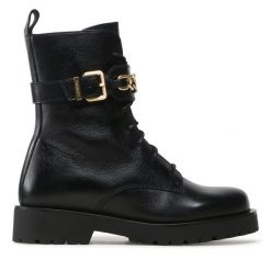 Botki TWINSET. Czarne botki Twinset, bez wzorów, bez obcasa, na płaskiej podeszwie, bez zapięcia. Za 819.99 zł.
