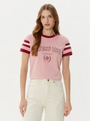 Guess T-Shirt V5RI00 KA260 Różowy Regular Fit. Czerwone t-shirty Guess, s, z aplikacjami, z bawełny, bez kołnierzyka, bez ramiączek. Za 119.99 zł.