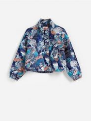 Żakardowa kurtka - granatowy. Niebieskie kurtki Reserved, l, bez wzorów, z tkaniny, bez kaptura. Za 259.99 zł.